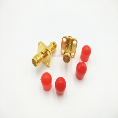 Straight SMA Antenna Jack Female Solder PCB Connector with Four Holes Panel Mount