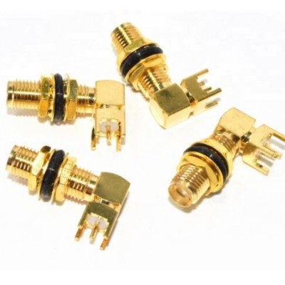 Waterproof SMA Male Right Angle PCB Mount Connector with O-Ring